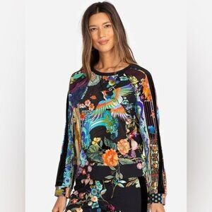 Johnny Was Black Dreamer Velvet Mix Sweatshirt.